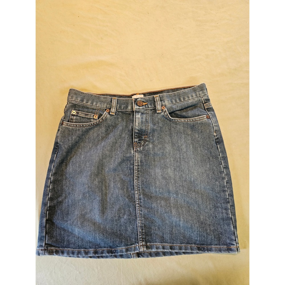 Calvin Klein Jeans Womens Size 7 Blue Denim Mini Skirt Medium Wash Omega Pocket